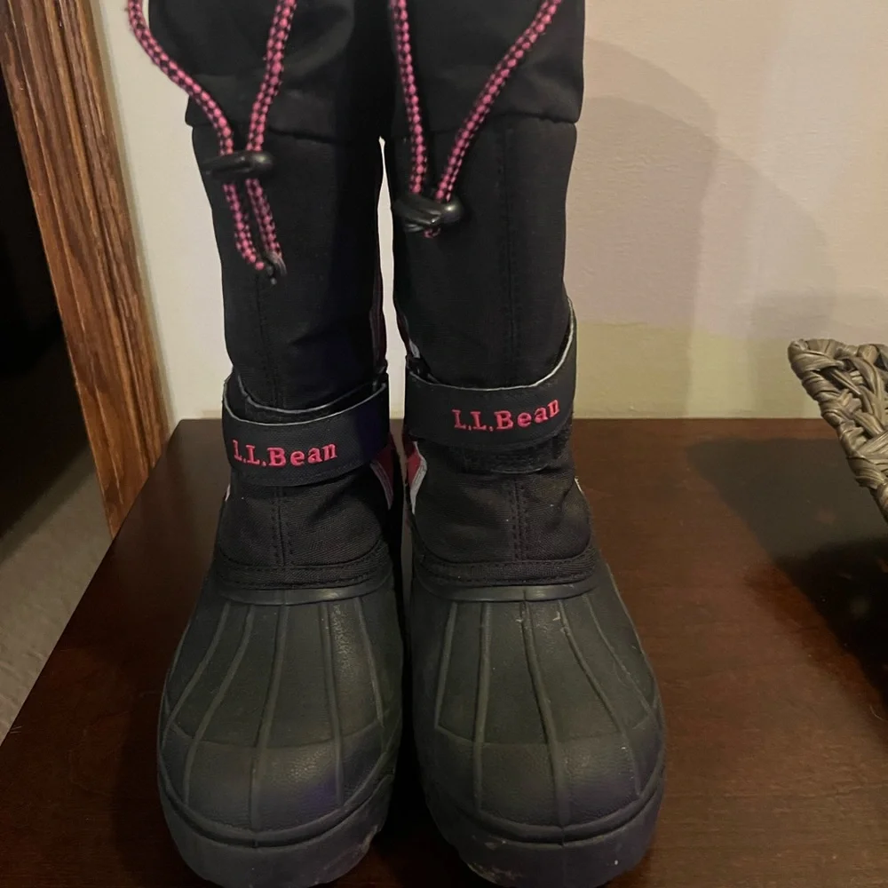 L.L. Bean Black and Pink Snow Boots